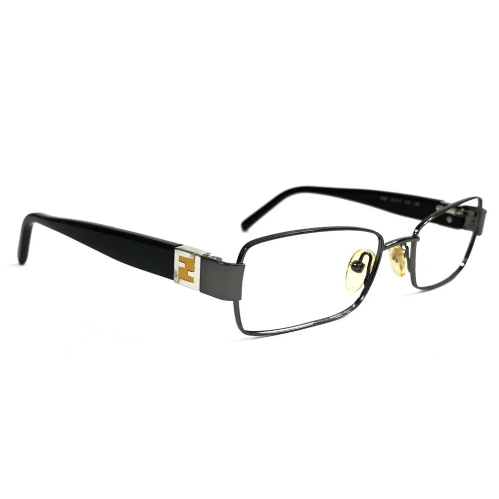 Fendi Eyeglasses Frames F997 033 Black Gray Rectangle Wire Rim 52-17-135